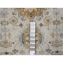 Load image into Gallery viewer, 2&#39;9&quot;x13&#39;8&quot; Snowbound White With American Silver Gray, Tribal Geometric Motifs Hand Knotted Karajeh Design, Vegetable Dyes, Soft Pile, 100% Wool, Runner Oriental Rug FWR509046