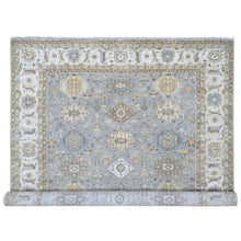 Load image into Gallery viewer, 10&#39;x13&#39;9&quot; Rainer Gray and Heron White, Karajeh All Over Geometric Design, Hand Knotted, Natural Dyes, 100% Wool, Oriental Rug FWR509082