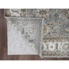 Load image into Gallery viewer, 10&#39;x13&#39;9&quot; Rainer Gray and Heron White, Karajeh All Over Geometric Design, Hand Knotted, Natural Dyes, 100% Wool, Oriental Rug FWR509082