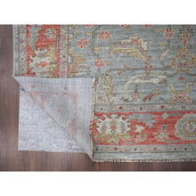 Load image into Gallery viewer, 9&#39;x11&#39;10&quot; Contented Green With Portia Red Border, Hand Knotted Lush and Plush Supple Collection, All Wool Soft Pile, Tone On Tone Oushak Design, Natural Dyes Oriental Rug FWR509358