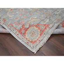 Load image into Gallery viewer, 9&#39;x11&#39;10&quot; Contented Green With Portia Red Border, Hand Knotted Lush and Plush Supple Collection, All Wool Soft Pile, Tone On Tone Oushak Design, Natural Dyes Oriental Rug FWR509358