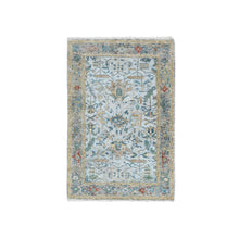 Load image into Gallery viewer, 4&#39;x5&#39;10&quot; Glacier Gray, Hand Knotted Organic Wool, Densely Woven, Broken and Erased Persian Heriz Design with Soft Color Pallet, Oriental Rug FWR509484