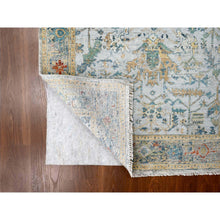 Load image into Gallery viewer, 4&#39;x5&#39;10&quot; Glacier Gray, Hand Knotted Organic Wool, Densely Woven, Broken and Erased Persian Heriz Design with Soft Color Pallet, Oriental Rug FWR509484