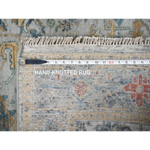 Load image into Gallery viewer, 4&#39;x5&#39;10&quot; Glacier Gray, Hand Knotted Organic Wool, Densely Woven, Broken and Erased Persian Heriz Design with Soft Color Pallet, Oriental Rug FWR509484