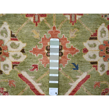 Load image into Gallery viewer, 2&#39;x3&#39; Fern Green, Soft and Vibrant Pile, Green Heriz All Over Design, Organic Wool, Hand Knotted, Mat Oriental Rug FWR509502