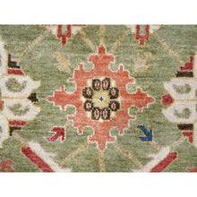 Load image into Gallery viewer, 2&#39;x3&#39; Fern Green, Soft and Vibrant Pile, Green Heriz All Over Design, Organic Wool, Hand Knotted, Mat Oriental Rug FWR509502