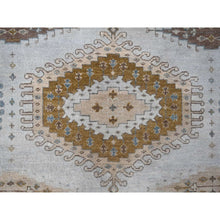 Load image into Gallery viewer, 8&#39;x8&#39; Gossamer Veil Gray, Shiny Wool Densely Woven, Persian Village Influence Large Medallion Design, Natural Dyes, Hand Knotted Oriental Round Rug FWR509526