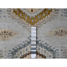 Load image into Gallery viewer, 6&#39;x6&#39; Oyster Gray, Persian 100% Wool Village Inspired Geometric Diamond Pattern, Denser Weave, Hand Knotted Vegetable Dyes, Round Oriental Rug FWR509532