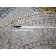 Load image into Gallery viewer, 6&#39;x6&#39; Oyster Gray, Persian 100% Wool Village Inspired Geometric Diamond Pattern, Denser Weave, Hand Knotted Vegetable Dyes, Round Oriental Rug FWR509532