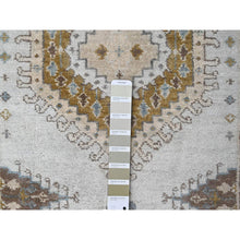 Load image into Gallery viewer, 2&#39;7&quot;x19&#39;9&quot; Rainwashed Gray With Alabaster White Border, Hand Knotted Pure Wool, Persian Village Influence With All Over Large Medallions, Natural Dyes, XL Runner Oriental Densely Woven Rug FWR509538