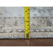 Load image into Gallery viewer, 2&#39;7&quot;x19&#39;9&quot; Rainwashed Gray With Alabaster White Border, Hand Knotted Pure Wool, Persian Village Influence With All Over Large Medallions, Natural Dyes, XL Runner Oriental Densely Woven Rug FWR509538