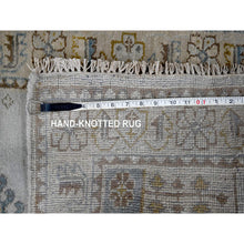 Load image into Gallery viewer, 2&#39;7&quot;x19&#39;9&quot; Rainwashed Gray With Alabaster White Border, Hand Knotted Pure Wool, Persian Village Influence With All Over Large Medallions, Natural Dyes, XL Runner Oriental Densely Woven Rug FWR509538