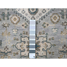 Load image into Gallery viewer, 2&#39;7&quot;x27&#39;9&quot; Seraph Gray With White Smoke, Karajeh Design with Geometric Motifs, Soft to the Touch Pile, Hand Knotted, Pure Wool, Vegetable Dyes, XL Runner Oriental Rug FWR509886