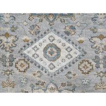 Load image into Gallery viewer, 2&#39;7&quot;x27&#39;9&quot; Seraph Gray With White Smoke, Karajeh Design with Geometric Motifs, Soft to the Touch Pile, Hand Knotted, Pure Wool, Vegetable Dyes, XL Runner Oriental Rug FWR509886