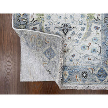 Load image into Gallery viewer, 2&#39;6&quot;x30&#39;4&quot; Argos Gray, Soft and Shiny Wool, Densely Woven, Hand Knotted Oushak All Over Floral Design, Natural Dyes, XL Runner Oriental Rug FWR509898