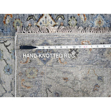 Load image into Gallery viewer, 2&#39;6&quot;x30&#39;4&quot; Argos Gray, Soft and Shiny Wool, Densely Woven, Hand Knotted Oushak All Over Floral Design, Natural Dyes, XL Runner Oriental Rug FWR509898