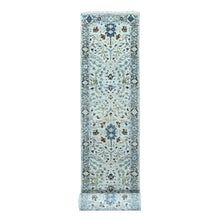 Load image into Gallery viewer, 2&#39;6&quot;x23&#39;10&quot; Dolphin Gray, Oushak Design Denser Weave, All Over Floral Motifs, All Wool, Vegetable Dyes, XL Runner Hand Knotted Oriental Rug FWR509910