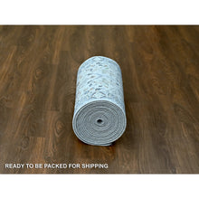 Load image into Gallery viewer, 2&#39;8&quot;x23&#39;10&quot; Cloudy Gray, Natural Dyes, Oushak Design, Hand Knotted Velvety Wool, Denser Weave, Floral Pattern, XL Runner Oriental Rug FWR509916