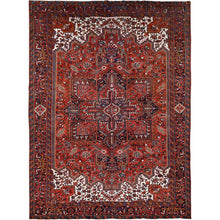 Load image into Gallery viewer, 9&#39;10&quot;x13&#39; Turkey Red, Good Condition, Rustic Feel, Worn Wool, Hand Knotted, Semi Antique Persian Heriz with Tribal Ambience, Oriental Rug FWR513414