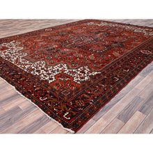 Load image into Gallery viewer, 9&#39;10&quot;x13&#39; Turkey Red, Good Condition, Rustic Feel, Worn Wool, Hand Knotted, Semi Antique Persian Heriz with Tribal Ambience, Oriental Rug FWR513414