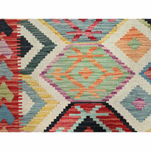 Load image into Gallery viewer, 8&#39;3&quot;x9&#39;9&quot; Cheviot White, Hand Woven Afghan Natural Dyes Kilim Geometric motifs, Flat Weave and Reversible, Vibrant Wool Oriental Colorful Rug FWR514110