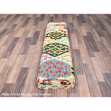 Load image into Gallery viewer, 8&#39;10&quot;x10&#39; Beige, Reversible Afghan Kilim with All Over Geometric Pattern, 100% Wool, Natural Dyes, Flat Weave, Hand Woven, Oriental Rug FWR514116