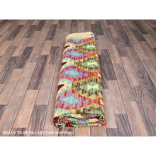 Load image into Gallery viewer, 8&#39;4&quot;x9&#39;3&quot; Floral White, 100% Wool, Natural Dyes, Flat Weave, Hand Woven, Reversible, Afghan Kilim with All Over Colorful Geometric Diamond Pattern, Oriental Rug FWR514164