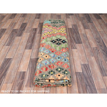 Load image into Gallery viewer, 8&#39;6&quot;x9&#39;6&quot; Taupe, 100% Wool, Afghan Kilim with Colorful All Over Geometric Pattern, Natural Dyes, Flat Weave, Hand Woven, Reversible, Oriental Rug FWR514176