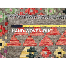 Load image into Gallery viewer, 8&#39;6&quot;x9&#39;6&quot; Taupe, 100% Wool, Afghan Kilim with Colorful All Over Geometric Pattern, Natural Dyes, Flat Weave, Hand Woven, Reversible, Oriental Rug FWR514176