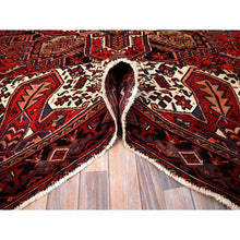 Load image into Gallery viewer, 6&#39;7&quot;x9&#39;3&quot; Vivid Auburn Red, Hand Knotted Vintage Persian Evenly Worn Pure Wool Heriz, Good Condition, Sides and Ends Professionally Secured, Cleaned, Oriental Rug FWR515418