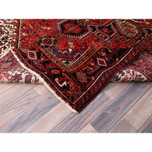 Load image into Gallery viewer, 6&#39;7&quot;x9&#39;3&quot; Vivid Auburn Red, Hand Knotted Vintage Persian Evenly Worn Pure Wool Heriz, Good Condition, Sides and Ends Professionally Secured, Cleaned, Oriental Rug FWR515418