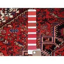 Load image into Gallery viewer, 6&#39;7&quot;x9&#39;3&quot; Vivid Auburn Red, Hand Knotted Vintage Persian Evenly Worn Pure Wool Heriz, Good Condition, Sides and Ends Professionally Secured, Cleaned, Oriental Rug FWR515418