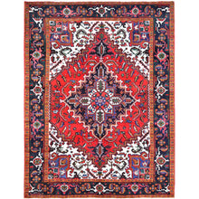 Load image into Gallery viewer, 6&#39;7&quot;x9&#39;2&quot; Spanish Red, Semi Antique Persian Heriz, Organic Wool, Sides and Ends Professionally Secured, Cleaned, Hand Knotted Soft and Full Pile, Oriental Rug FWR515514