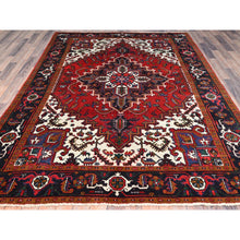 Load image into Gallery viewer, 6&#39;7&quot;x9&#39;2&quot; Spanish Red, Semi Antique Persian Heriz, Organic Wool, Sides and Ends Professionally Secured, Cleaned, Hand Knotted Soft and Full Pile, Oriental Rug FWR515514