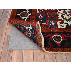 6'7"x9'2" Spanish Red, Semi Antique Persian Heriz, Organic Wool, Sides and Ends Professionally Secured, Cleaned, Hand Knotted Soft and Full Pile, Oriental Rug FWR515514