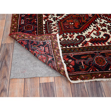 Load image into Gallery viewer, 7&#39;x10&#39; Candy Apple Red, Sides and Ends Professionally Secured, Cleaned, Semi Antique Evenly Worn Persian Heriz, Good Condition, Natural Wool, Hand Knotted, Oriental Rug FWR515538