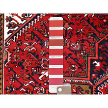 Load image into Gallery viewer, 7&#39;x10&#39; Candy Apple Red, Sides and Ends Professionally Secured, Cleaned, Semi Antique Evenly Worn Persian Heriz, Good Condition, Natural Wool, Hand Knotted, Oriental Rug FWR515538