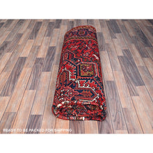 Load image into Gallery viewer, 7&#39;x10&#39; Candy Apple Red, Sides and Ends Professionally Secured, Cleaned, Semi Antique Evenly Worn Persian Heriz, Good Condition, Natural Wool, Hand Knotted, Oriental Rug FWR515538