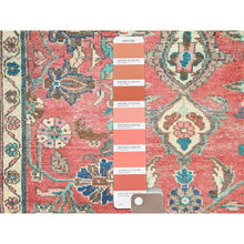 Load image into Gallery viewer, 3&#39;4&quot;x8&#39;6&quot; Grapefruit Pink, Hand Knotted Semi Antique Persian Lilahan, Distressed Look, Sheared Low, Abrash, Soft and Vibrant Wool, Evenly Worn , Cleaned, Sides and Ends Secured Oriental Wide Runner Rug FWR515754