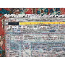 Load image into Gallery viewer, 3&#39;4&quot;x8&#39;6&quot; Grapefruit Pink, Hand Knotted Semi Antique Persian Lilahan, Distressed Look, Sheared Low, Abrash, Soft and Vibrant Wool, Evenly Worn , Cleaned, Sides and Ends Secured Oriental Wide Runner Rug FWR515754