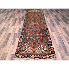 Load image into Gallery viewer, 2&#39;9&quot;x9&#39;4&quot; Rose Pink With Raven Black Border, Natural Wool Hand Knotted Old Persian Hussainabad With Great Condition, Evenly Worn, Cleared, Sides and Ends Professionally Secured, Wide Runner Oriental Rug FWR515784