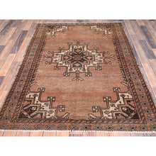 Load image into Gallery viewer, 4&#39;2&quot;x6&#39; Friar Brown, Vintage Distressed Persian Gabbeh and Good Condition, Evenly Worn Pure Wool Hand Knotted Cleaned and Sides and Ends Professionally Secured, Oriental Rug FWR515832