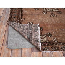 Load image into Gallery viewer, 4&#39;2&quot;x6&#39; Friar Brown, Vintage Distressed Persian Gabbeh and Good Condition, Evenly Worn Pure Wool Hand Knotted Cleaned and Sides and Ends Professionally Secured, Oriental Rug FWR515832