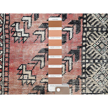 Load image into Gallery viewer, 3&#39;7&quot;x6&#39; Burnt Henna Brown, Semi Antique Persian Baluch Village Design, Vibrant Wool, Hand Knotted Evenly Worn Distressed Look, Sides and Ends Professionally Secured, Cleaned, Cropped Thin Great Condition, Oriental Rug FWR515844