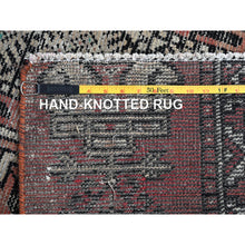 Load image into Gallery viewer, 3&#39;7&quot;x6&#39; Burnt Henna Brown, Semi Antique Persian Baluch Village Design, Vibrant Wool, Hand Knotted Evenly Worn Distressed Look, Sides and Ends Professionally Secured, Cleaned, Cropped Thin Great Condition, Oriental Rug FWR515844