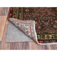 Load image into Gallery viewer, 3&#39;5&quot;x10&#39;4&quot; Monk&#39;s Broke Brown, Evenly Worn, Cropped Thin, Semi Antique Persian Hamadan Hand Knotted Distressed, Natural Wool, Cleaned, Sides and Ends Secured, Wide and Long Runner Good Condition Abrash Oriental Rug FWR515910