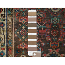 Load image into Gallery viewer, 3&#39;5&quot;x10&#39;4&quot; Monk&#39;s Broke Brown, Evenly Worn, Cropped Thin, Semi Antique Persian Hamadan Hand Knotted Distressed, Natural Wool, Cleaned, Sides and Ends Secured, Wide and Long Runner Good Condition Abrash Oriental Rug FWR515910