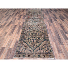 Load image into Gallery viewer, 2&#39;8&quot;x10&#39; Desert Sand Brown, Hand Knotted Abrash Semi Antique Northwest Persian, Professionally Cleaned and Secured Sides and Ends, Distressed Evenly Worn, Natural Wool, Mint Condition and Sheared Low, Wide and Long Runner, Oriental Rug FWR516072