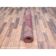 Load image into Gallery viewer, 3&#39;4&quot;x10&#39;8&quot; Dahlia Mauve Purple, Overdyed, Hand Knotted Old Persian Hamadan, Good Condition Evenly Worn 100% Wool, Sides and Ends Professionally Secured and Cleaned, Oriental Distressed Look Wide and Long Runner Rug FWR516090