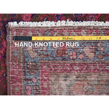 Load image into Gallery viewer, 3&#39;4&quot;x10&#39;8&quot; Dahlia Mauve Purple, Overdyed, Hand Knotted Old Persian Hamadan, Good Condition Evenly Worn 100% Wool, Sides and Ends Professionally Secured and Cleaned, Oriental Distressed Look Wide and Long Runner Rug FWR516090